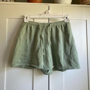 Sage green drawstring shorts